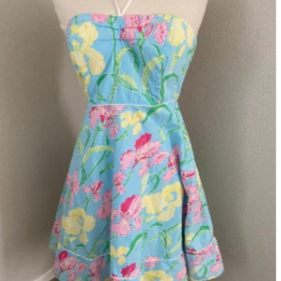 - Lily Pulitzer halter fit and flair IRIS print midi dress Size Small - Picture 7 of 9